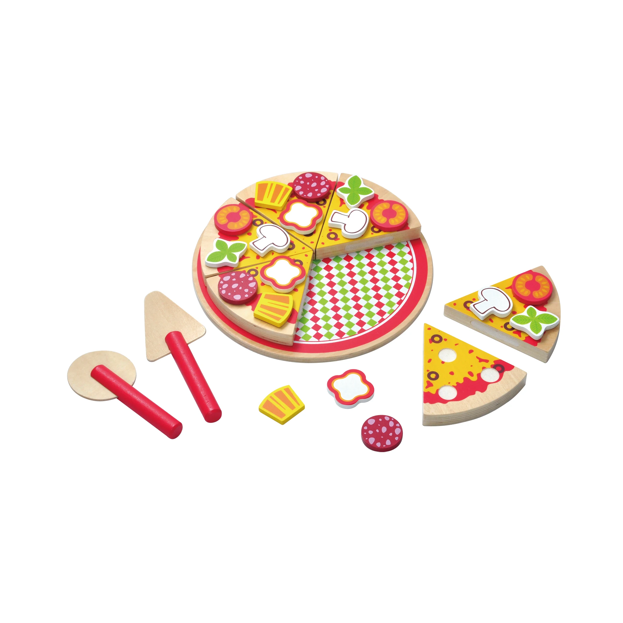 Children Educational Cooking Cutting Pizza Kids Wooden Kitchen Set Toy 