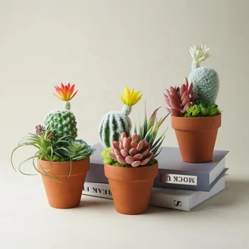 Artificial Succulents Plants Clay Pot Mini Succulent Small Faux Cactus Cacti Sets Indoor Plants for Home Office Room Decor