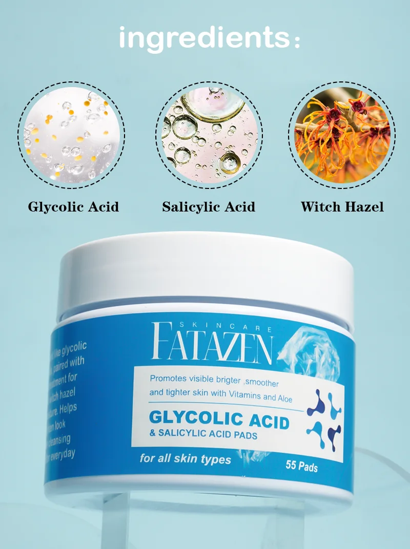 Fatazen Private Label Facial Exfoliating Peeling Pads Oem Ahabased