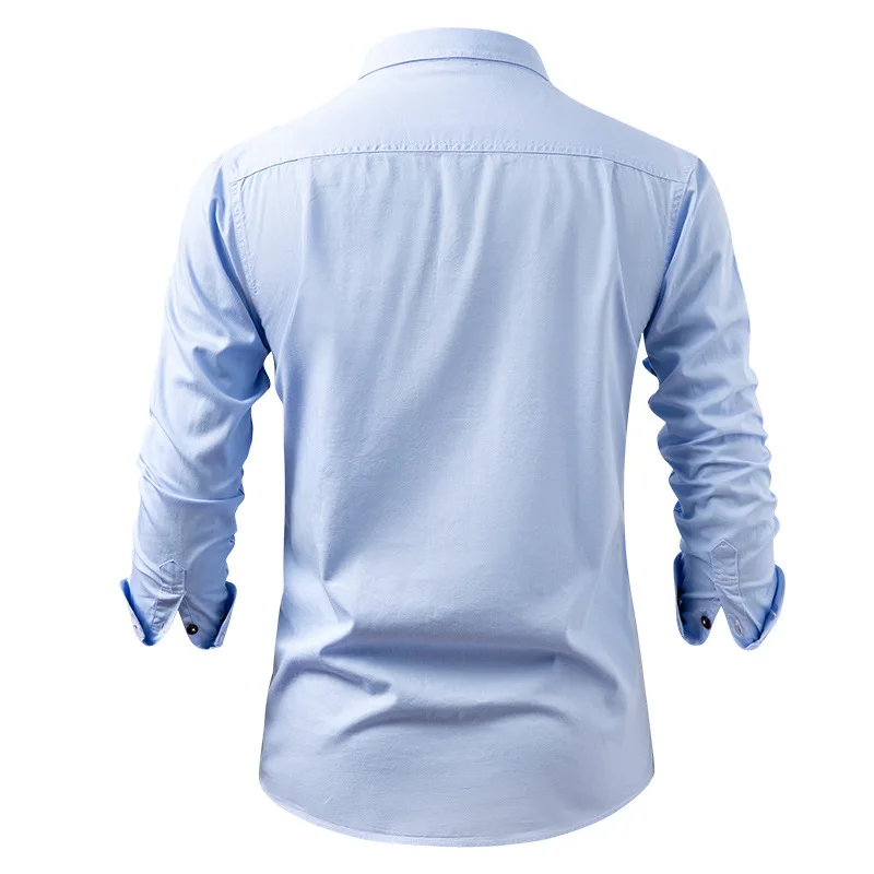 American Vintage Denim Shirt Men's Cotton Double Pockets Men's Shirts Work Style Long Sleeve Shirt Man