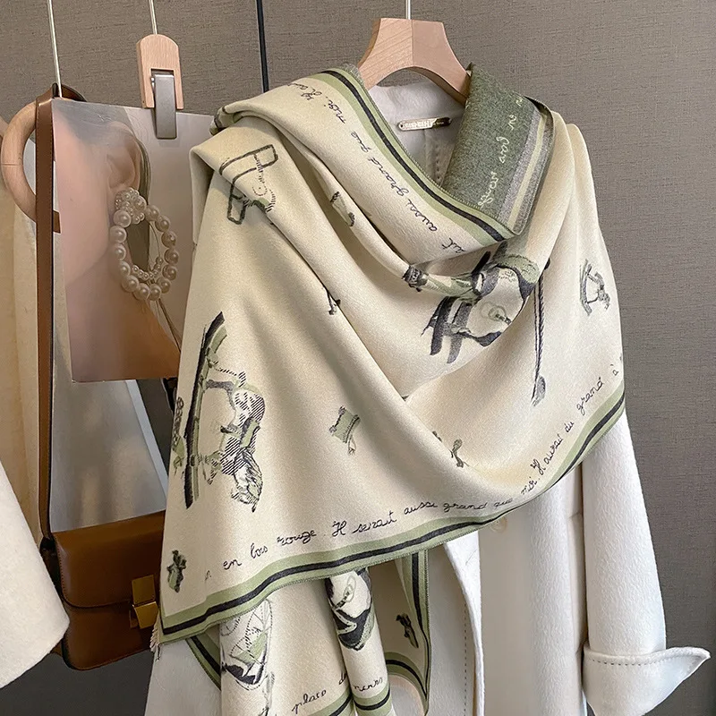 2023 Luxury Pashmina Equestrian Shawls Scarf Wrap Winter Female