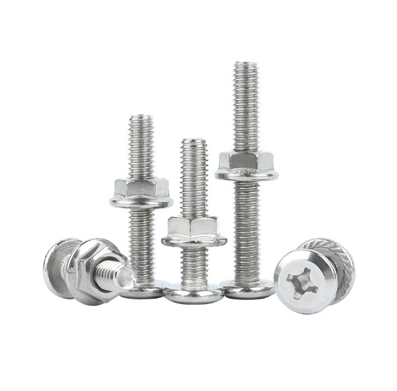 304 Stainless Steel Inverted Side Flat Head Cross Screw Nut Set Flange Furniture Screws