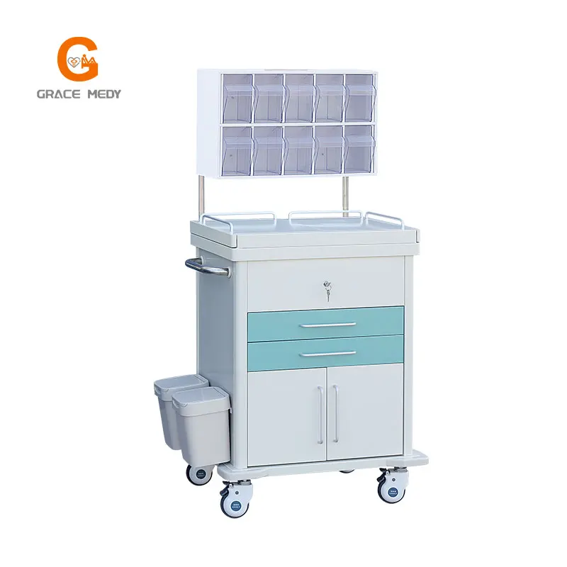 Medical Emergency Trolley Cart for Anesthesia Infusion Patient Transfer & Nursing Record Metal 5 Years Warranty Used Hospitals