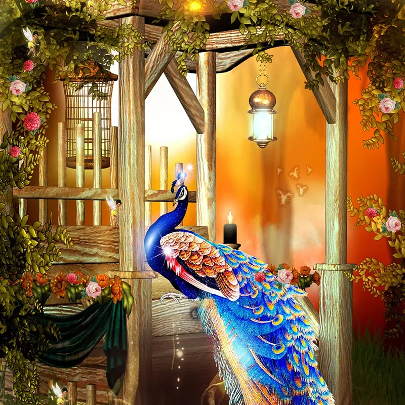 Custom 3D Wallpaper Peacock Flower Hallway Entrance Murals