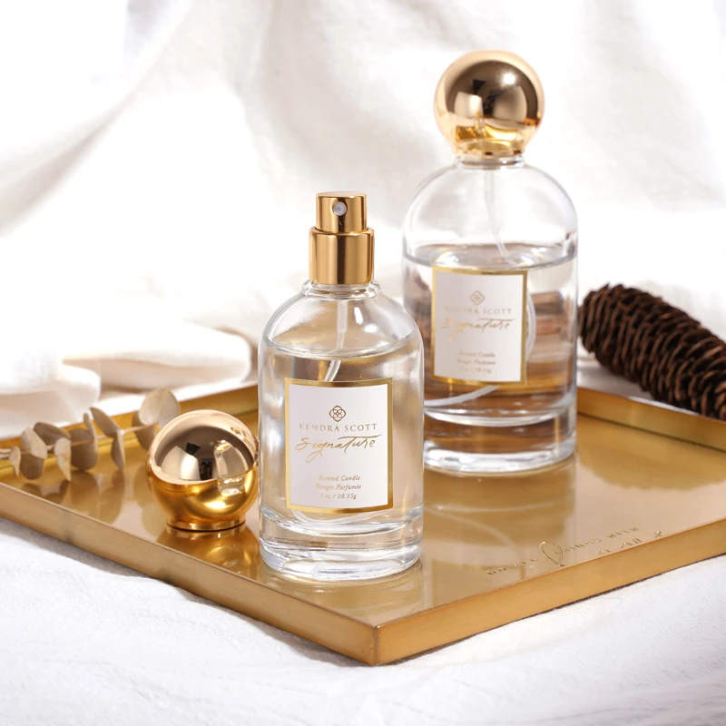 OEM Empty Round Zamac Gold Cap Perfume Glass Bottle 50ML 100ML Female Luxury Perfume Bottle