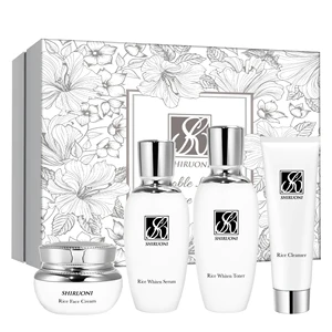 Private Label Vegan Organic Rice Facial Skin Care Set for Dark Skin Rejuvenating Lightening Anti-Wrinkle
