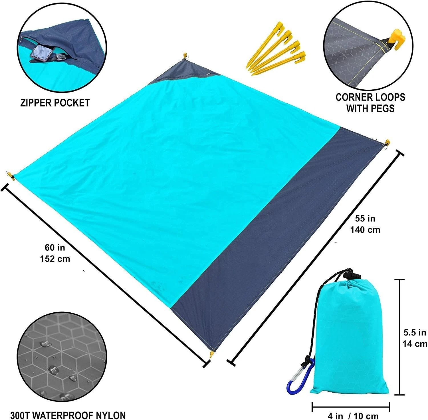 Foldable Polyester Picnic Mat Canvas Versatile Beach Pocket Waterproof