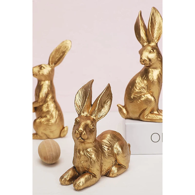 product wholesale custom nordic vintage resin rabbit figurine set easter home decoration animal sculpture for holiday gifts-9