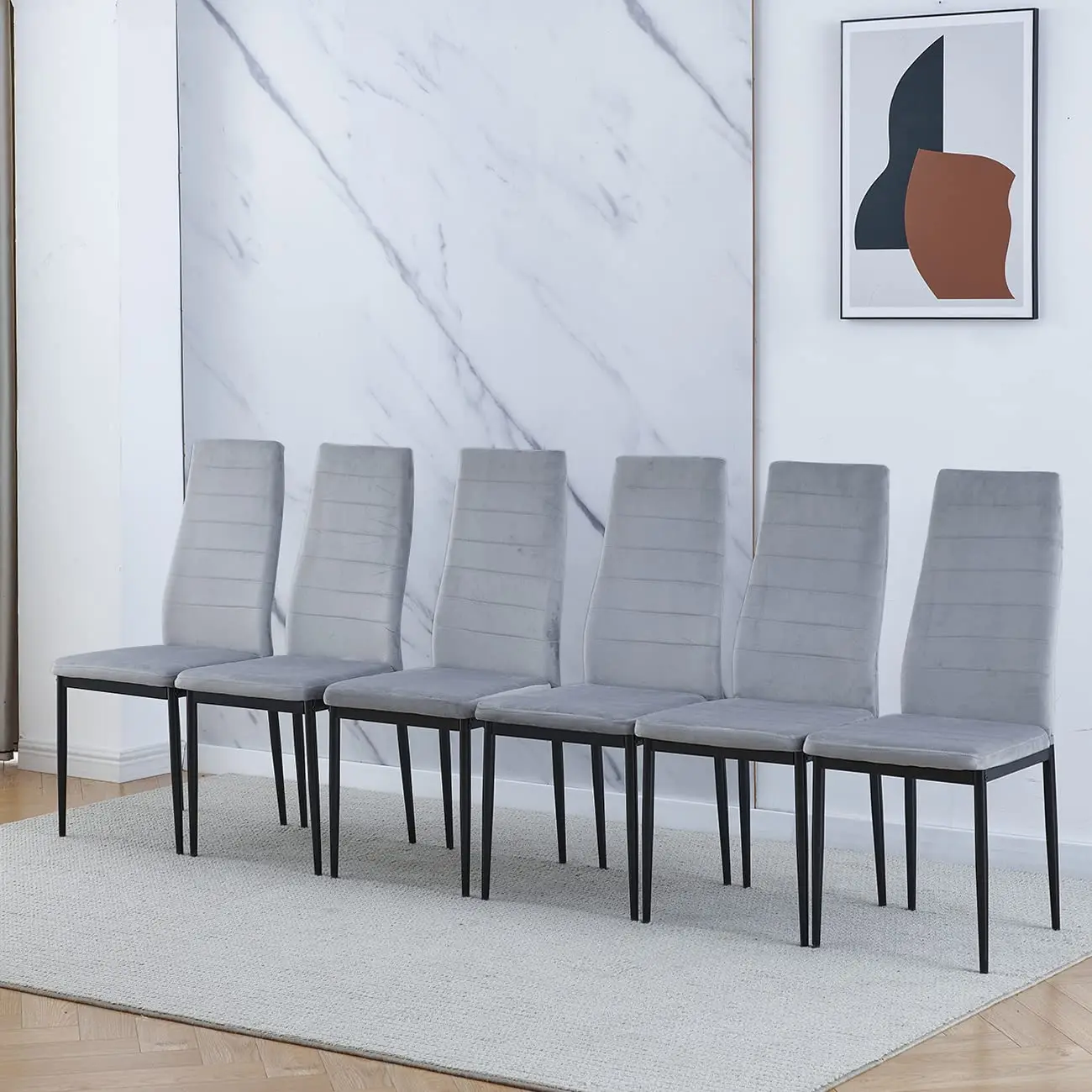 Free Sample Cheap Classic 4 6 Seater Modern Fiber Glass Top Dining Table Set Dining Table and Chair