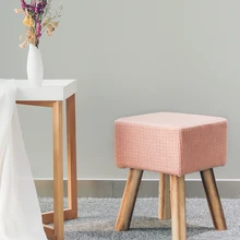 Living Room Furniture Chairs Ottoman Round Stool Wood Legs Foot Rest Stool Knitted Pouf Stool