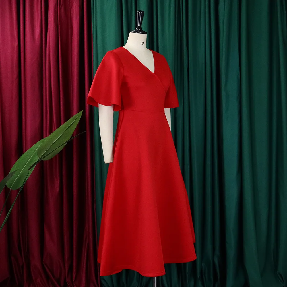 Shop Our D3191 Latest Design Flare Sleeve V-Neck Party Dress