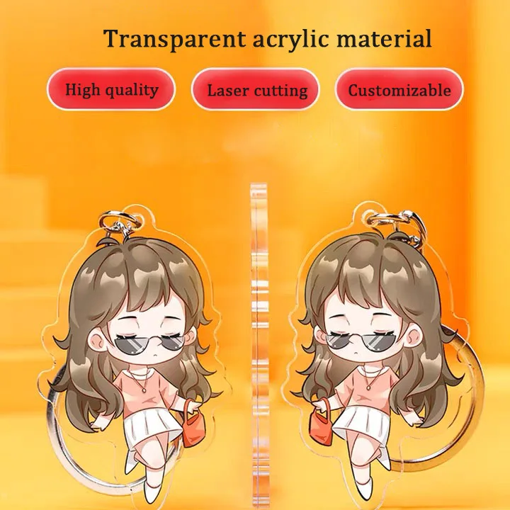 Высококачественный прозрачный акриловый брелок Kawaii с милым мультяшным аниме на заказ