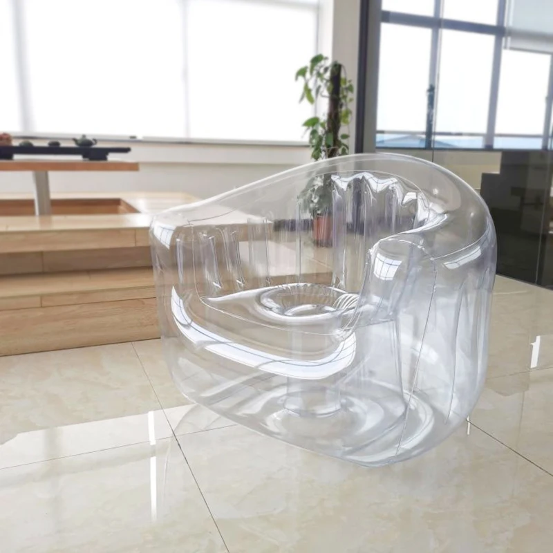 Transparent Inflatable Chair Clear PVC Inflatable Single Sofa Outdoor Indoor Blow up Couch for Bedroom