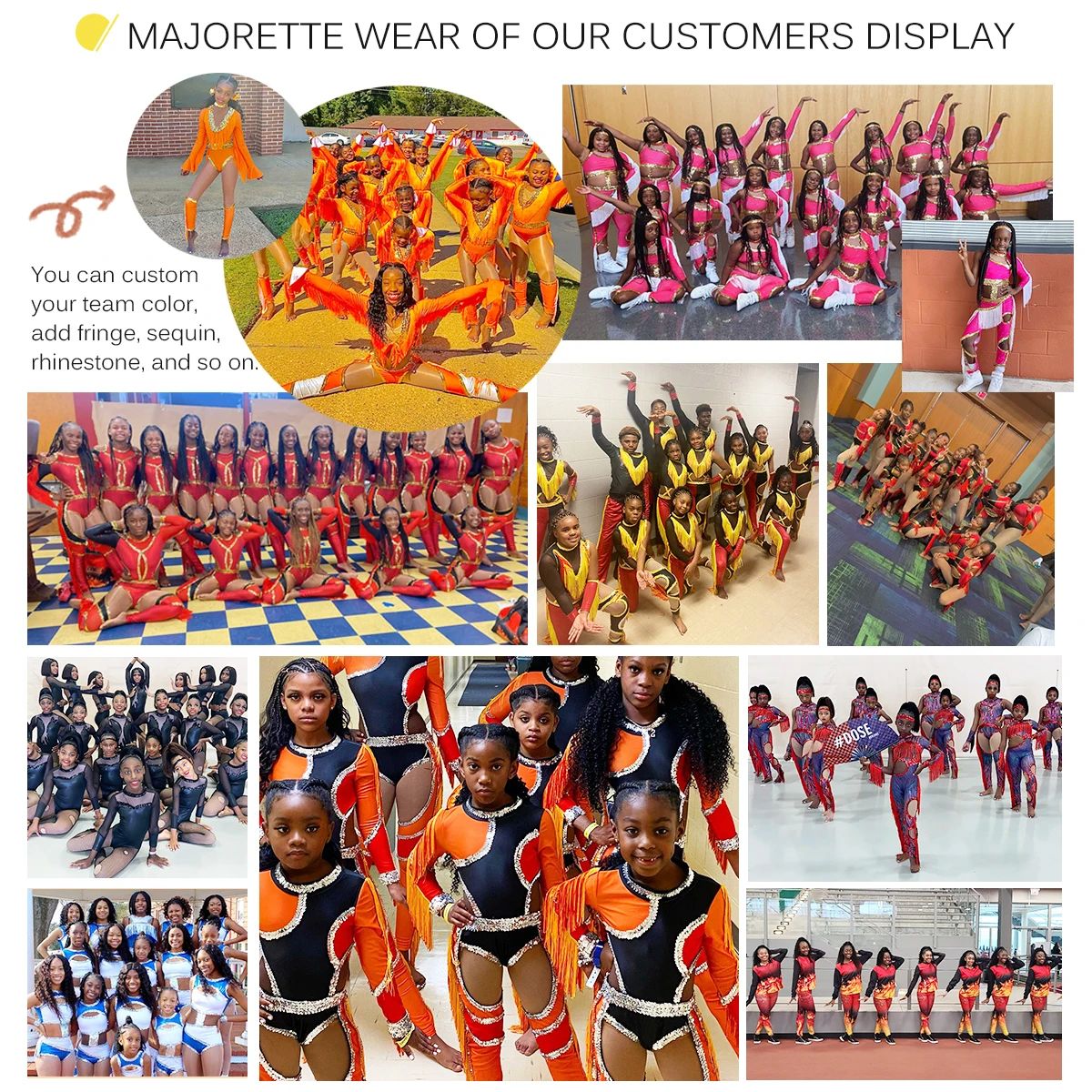 Normzl Design Custom Orange Long Sleeve Leotard Majorette Dance ...