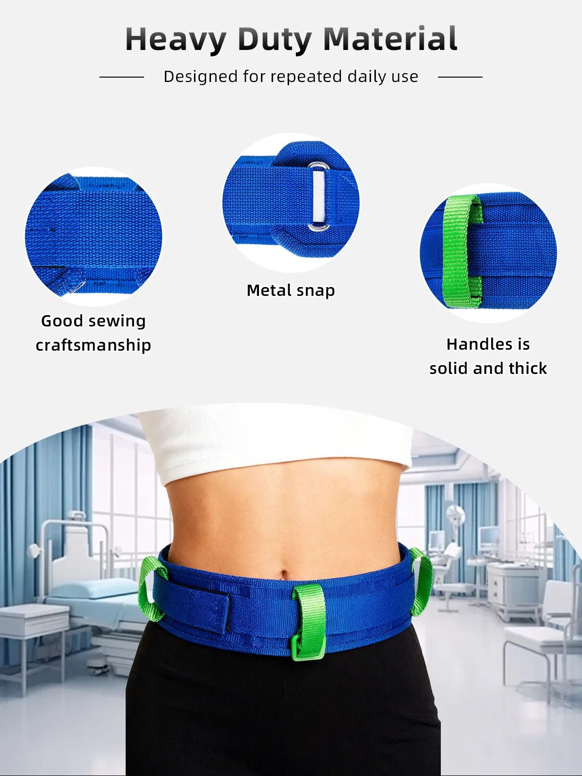 Hospital Transfer Gait Belt with Quick Release Buckle for Safe Patient - product detail 1