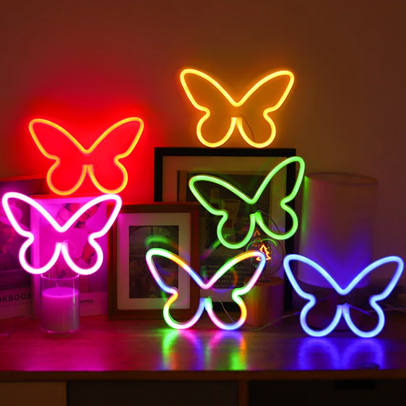 New Design Creative Custom Butterfly Led Neon Sign Light Living Room Holiday Home Kids Room Decor Diy Rgb Flexible Neon Sign