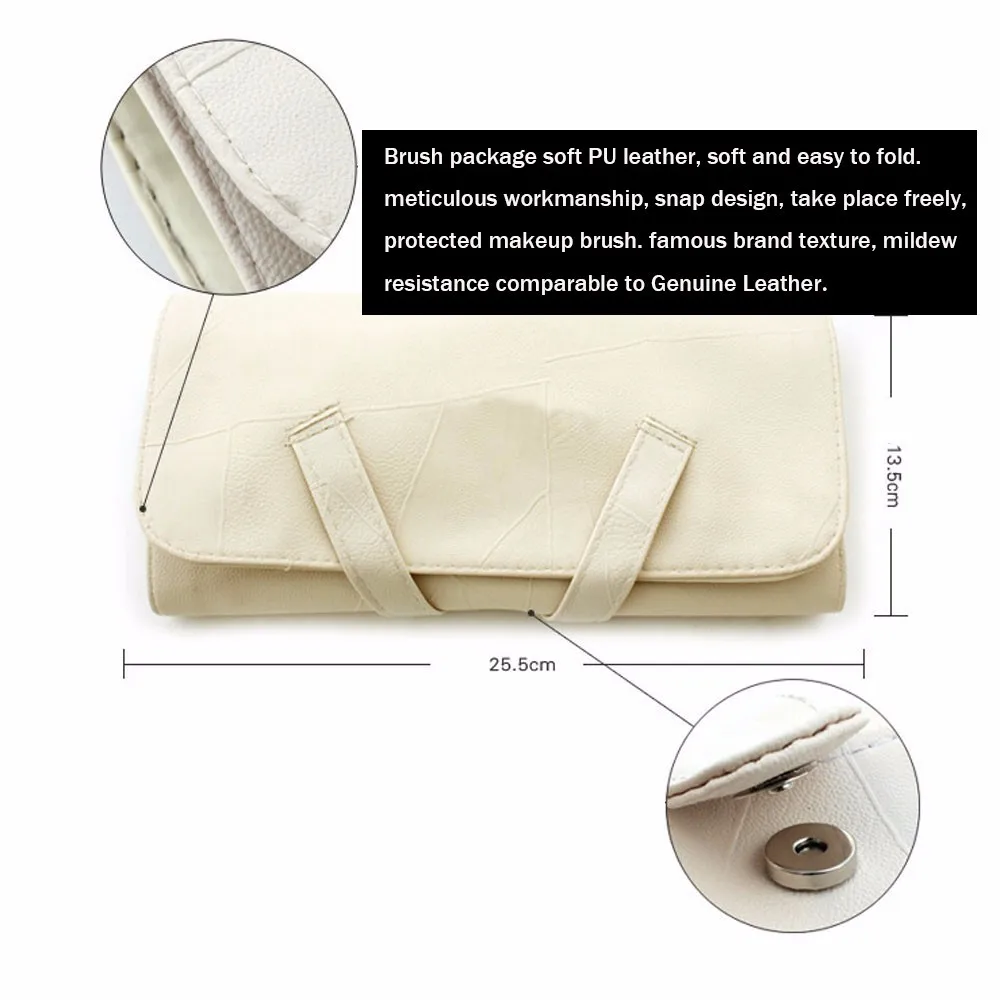 Высокое качество, индивидуальный образец, 18 шт., кремово-белый, оптовая продажа, профессиональный логотип, индивидуальная этикетка, набор кистей для макияжа с чехлом