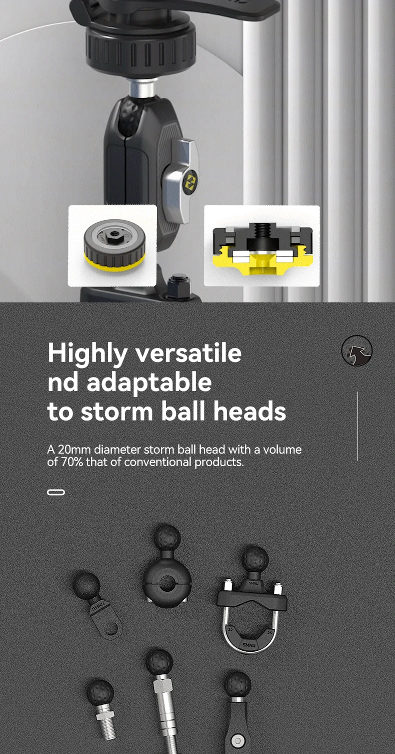 product smnu rugged high torque lock mount magnetic waterproof suspension mobile phone holder anti theft design for motorcycle riding-5