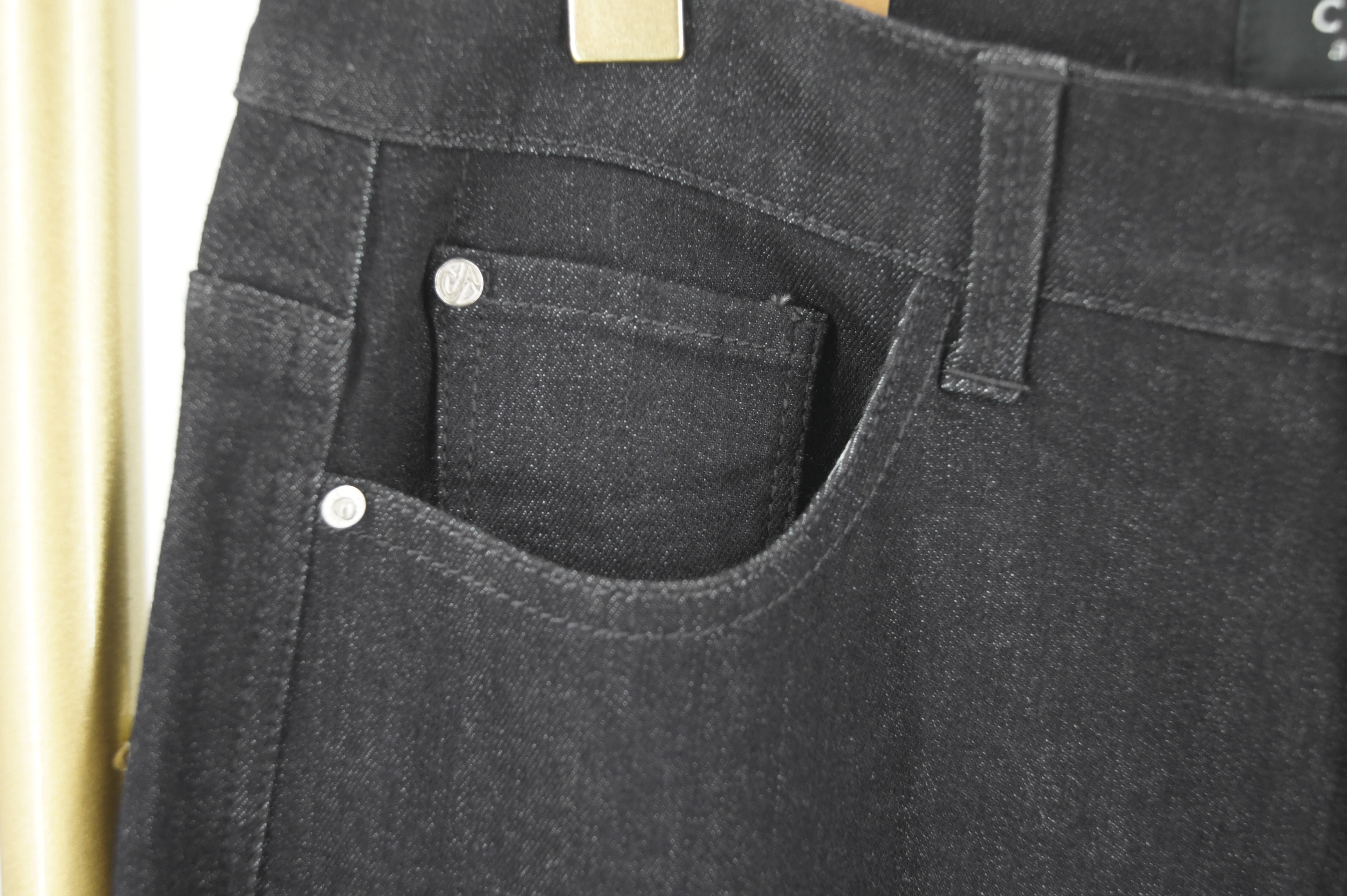 High-waisted Rhinestone Jeans, Women's Black Slightly Flared Trousers, Long Trousers with Fringed Stretch Flared Pants