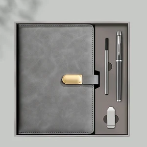 Custom Luxury Promotion A5 Notebook Set Hardcover PU Business Journal with Pen Gift Box