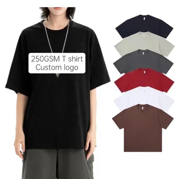 OEM 100% Cotton 250GSM Unisex O-Neck T-Shirt Short Sleeve Men & Women's Oversize t-shirt Custom Blank Print Wholesale supplier