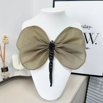 New Style 2024 Fashion 3D Breast Flower White Black Gold Patch With Dragonfly Breast Flower Clothing Accessories Dresses Women