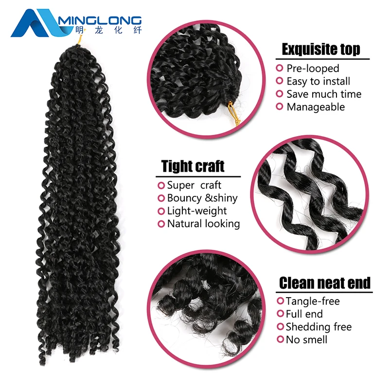 Passion Twist Hair Crochet Braid Extensions Water Wave Synthetic ...