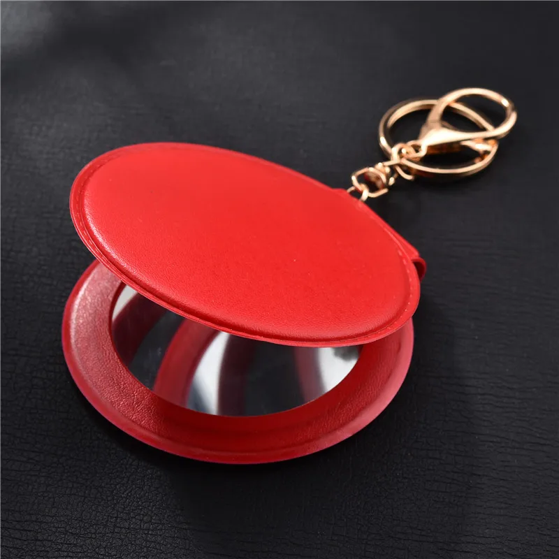 Wholesale Cute Pu Leather Doublesided Round Mirror Mini Folding Pocket
