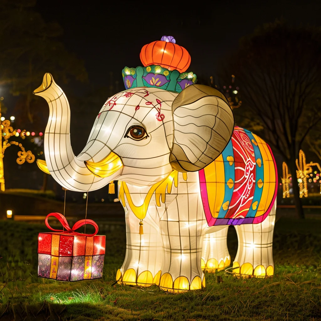 Custom Large Outdoor LED Elephant Lantern - Waterproof Festival Animal Motif Lighting for Park and Event Decorations