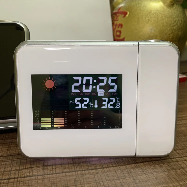 P608 Time Watch Projector Multi Function Digital Alarm Clocks Color Screen Desktop Display Weather Calendar Clock