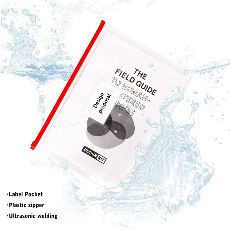 Plastic Poly Zip Envelopes A4 Size Clear Zipper Document Bag With Label