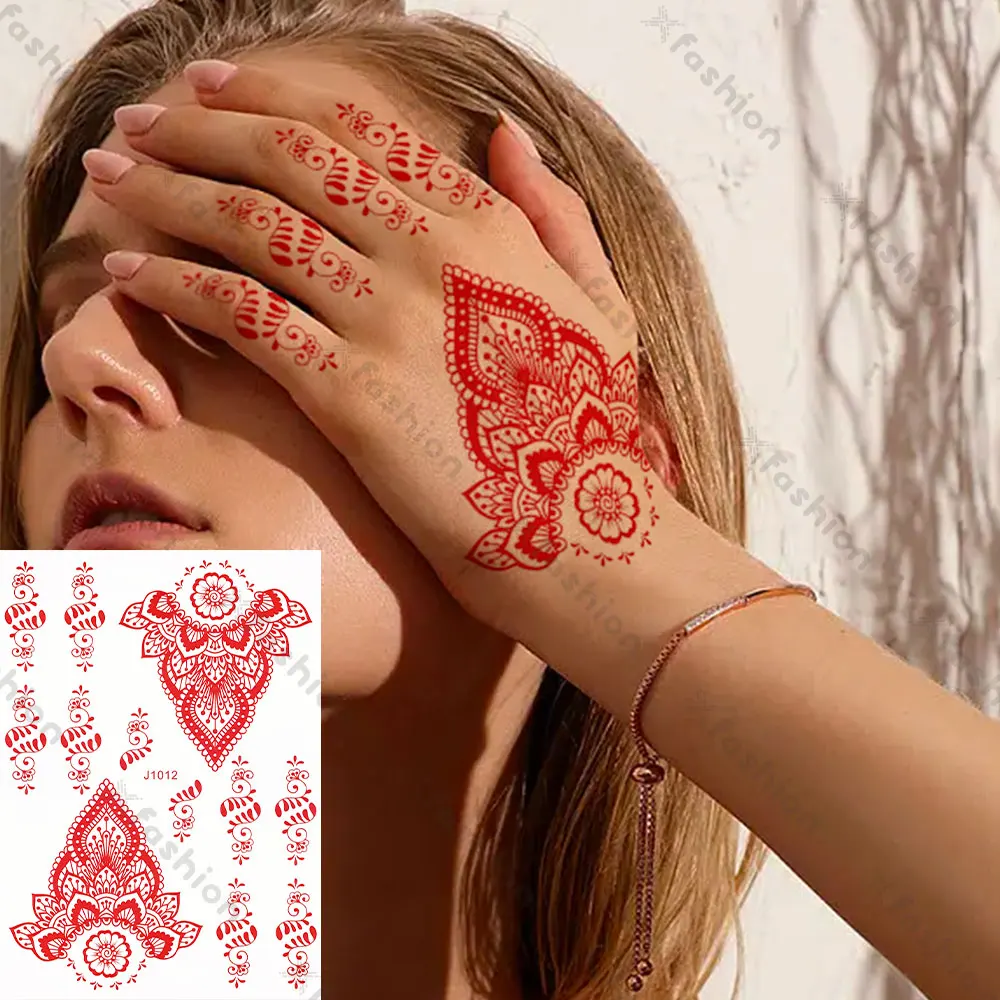 Instant Henna Tattoo Sticker Waterproof Red Fake Mehendi Sticker Intricate  Bridal Design Mendhi - Etsy