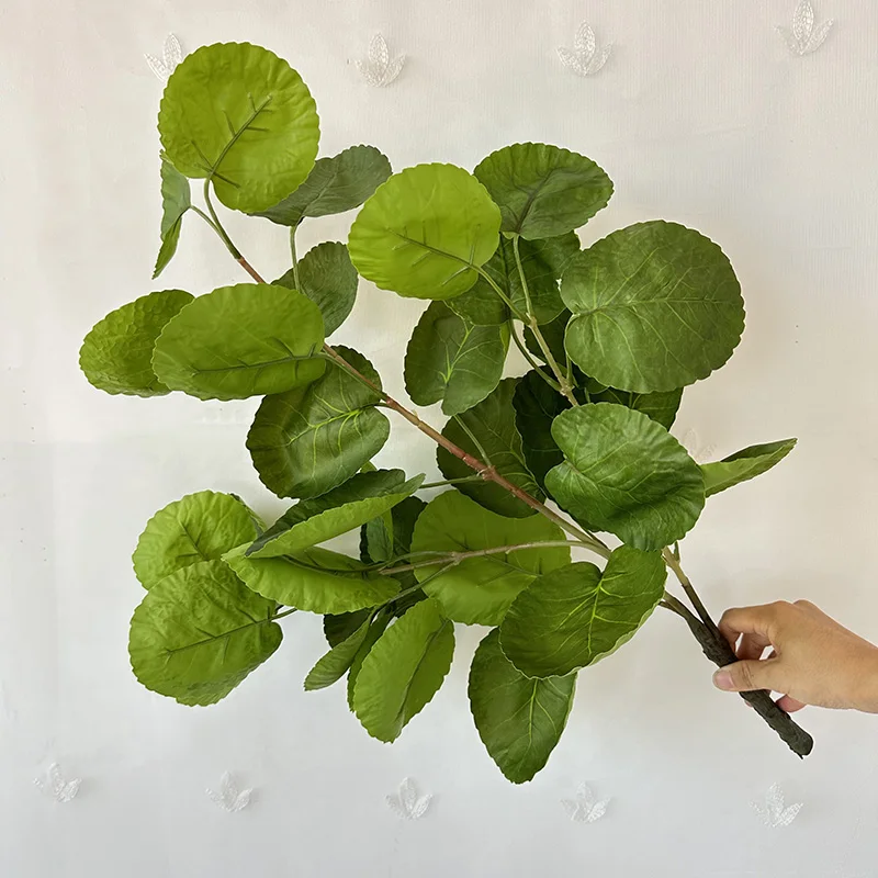 product tianjin manufacturer 60cm silk screen tape green artificial money pocket leaves real touch artificial plant for decorations-54