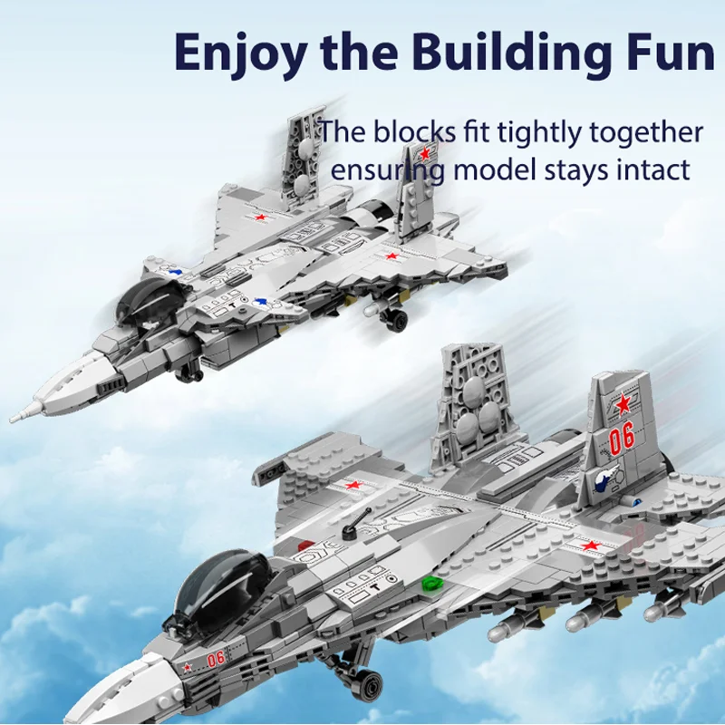 CAYI Su-27 Fightet Jet Military Transport Helicopter Aircraft Fighter Military Plane Building Block Set Airplane Toys for kids