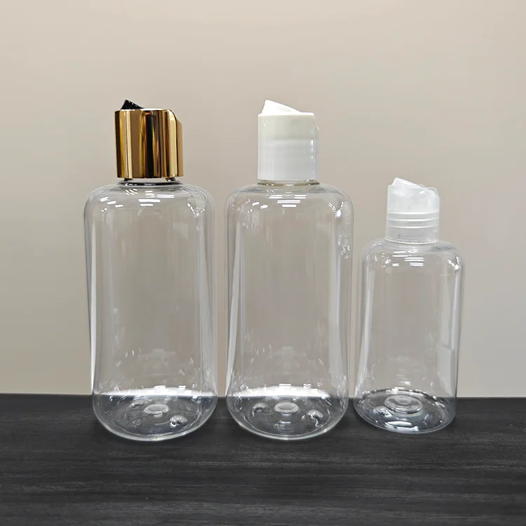 Shampoo Bottles Empty 100ml 250ml 300ml 500ml Clear PET Plastic Container with Trigger Spray Disc Cap Hair Oil Lotion Bottle