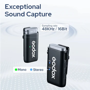 Godox WEC KIT1 KIT2 2.4G Mini Wireless Lapel Microphone with Charging Case for Smartphone Camera Podcast Interview YouTube detail image