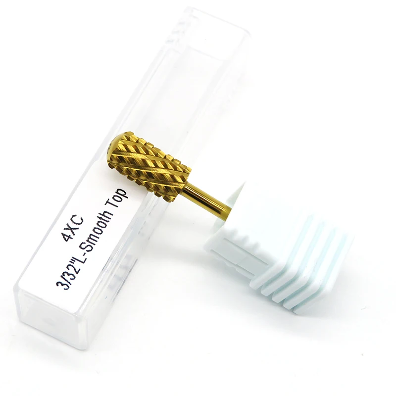 Nails 2X 4XC 5XC Carbide Safety Bit Acrylic Nail Drill Bits Carbide Bur Nails Round Top Tips Golden