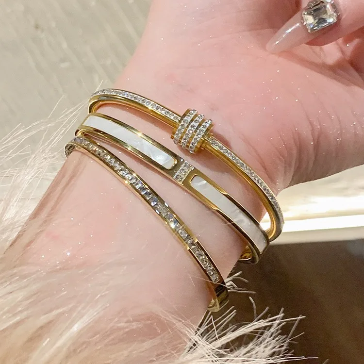 Bangle Sample Stock Trend 2024 Zircon Jewelry PVD Gold Plated Non Tarnish Jewelry ...