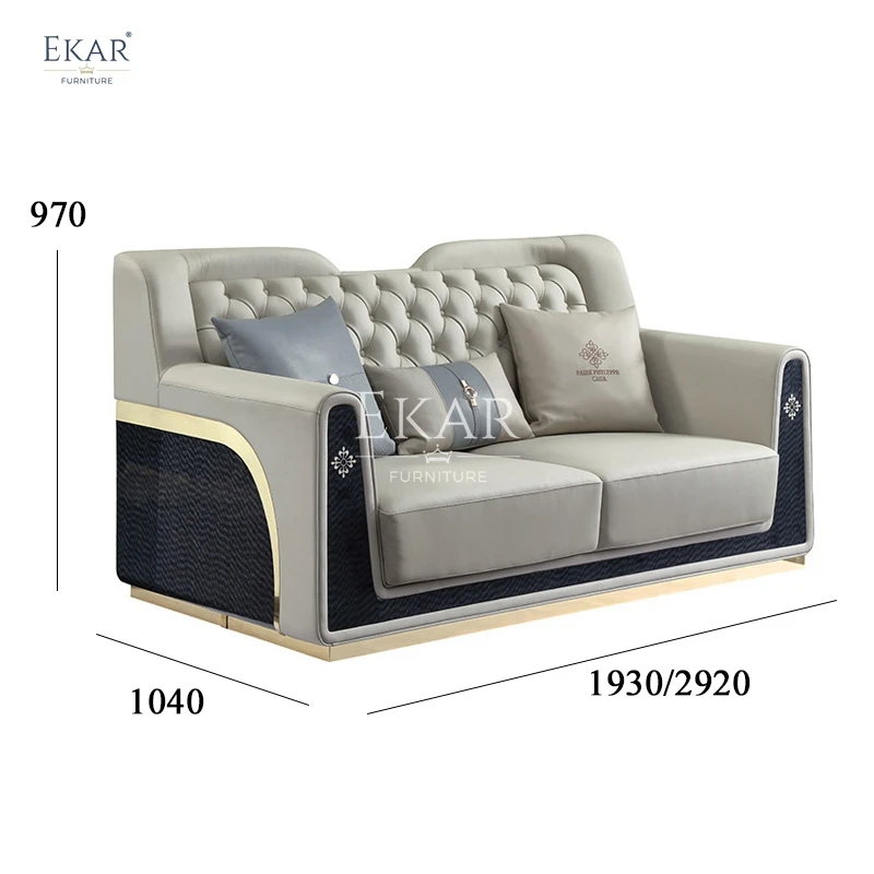 product new design modern champagne gold mirror living room sofa set living room furniture-66