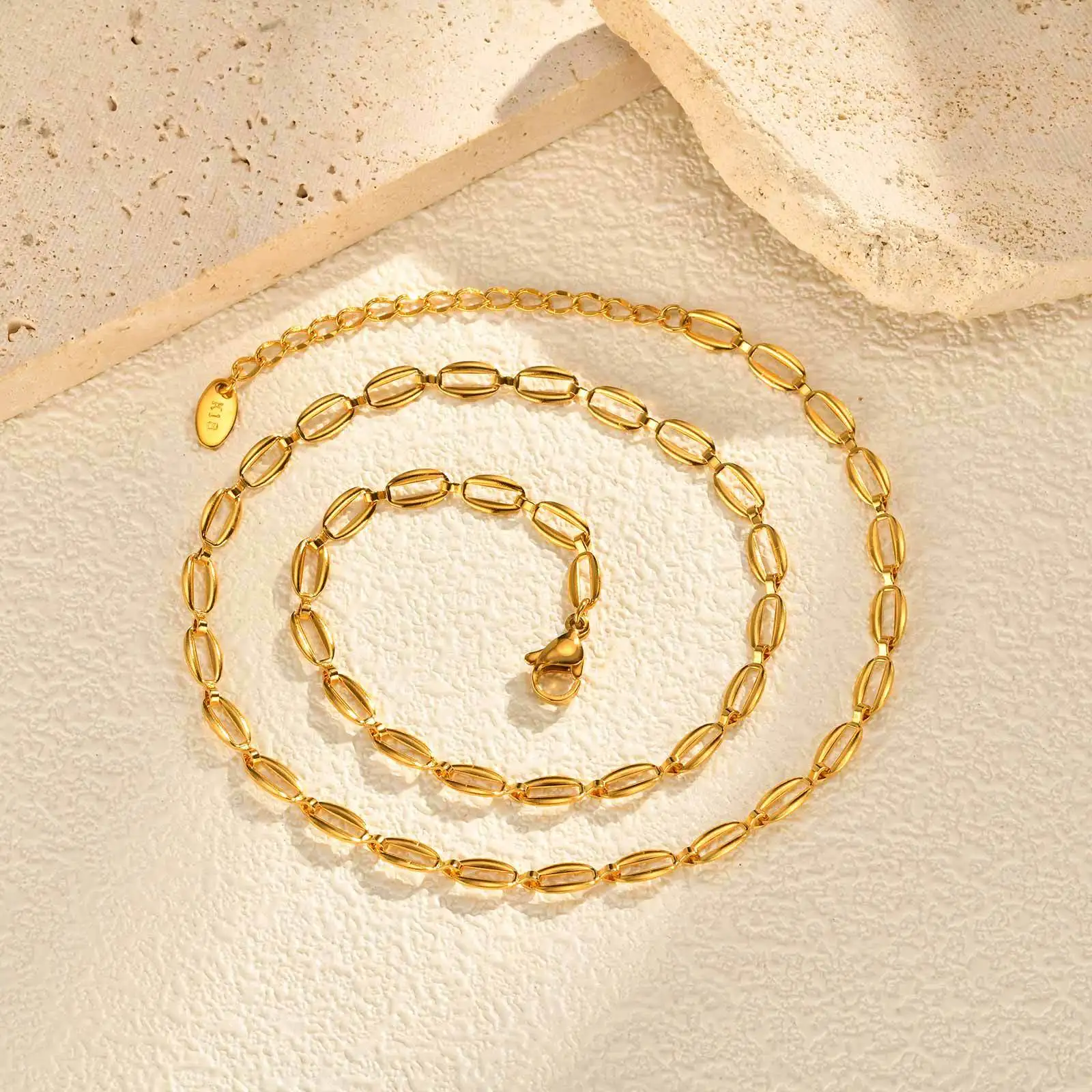 Gold Tone Stainless Steel Minimalist Necklace