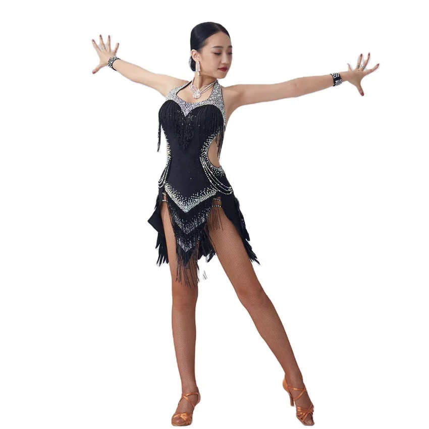 L-2035 Latin Dance Dress - Custom Feathers & Lyrical Style