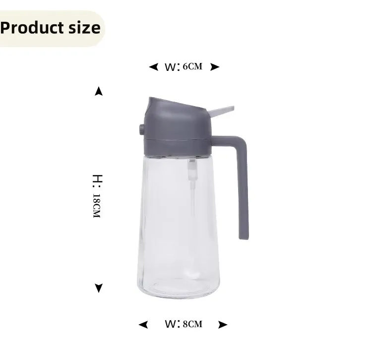 RTS 2025 2 in 1 Olive Oil Dispenser Bottle Cooking Oil Sprayer 500ml Glass Oil Spray Bottle with Premium Nozzle for BBQ