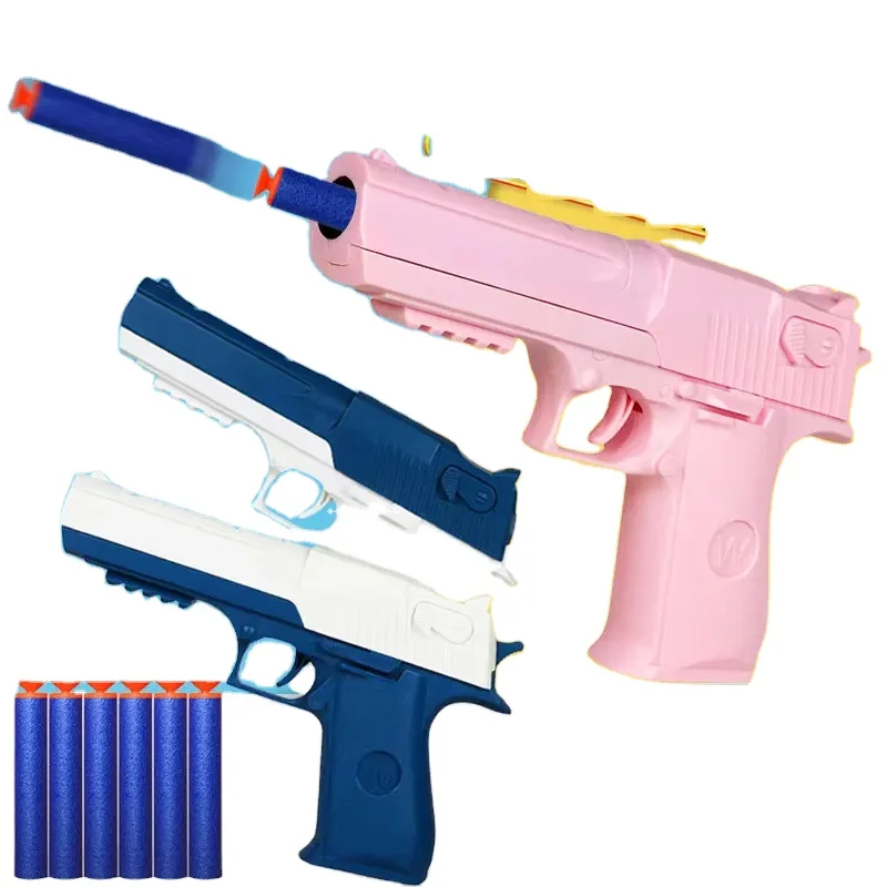 Soft Bullet Toy Gun Shell Ejection Foam Darts Pistol Desert Eagle Airsoft Gun With Silencer for Kid Adult