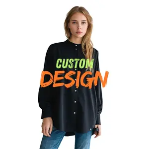 ODM Women's Black Shirt | Solid Office Cocktail Top for Client Dinner and Creative Workspace