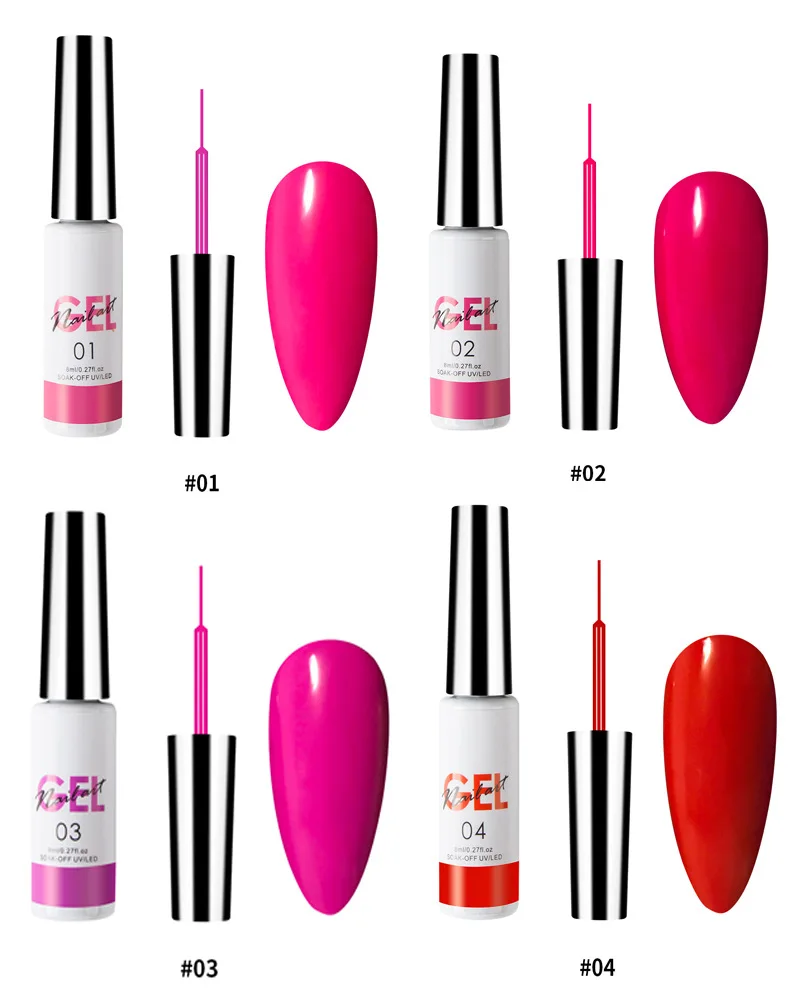 Wholesale 6colors 12 Colors Set Uv Led Nail Art Liner Pastel Platinum