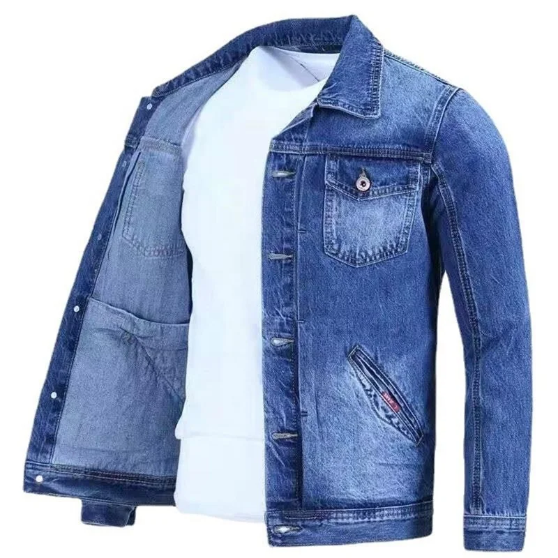 Spring And Fall Retro Denim Men's Fashion Brand Handsome Cargo Jacket Korean Version Slim Casual Wear Clothes_voghion.com