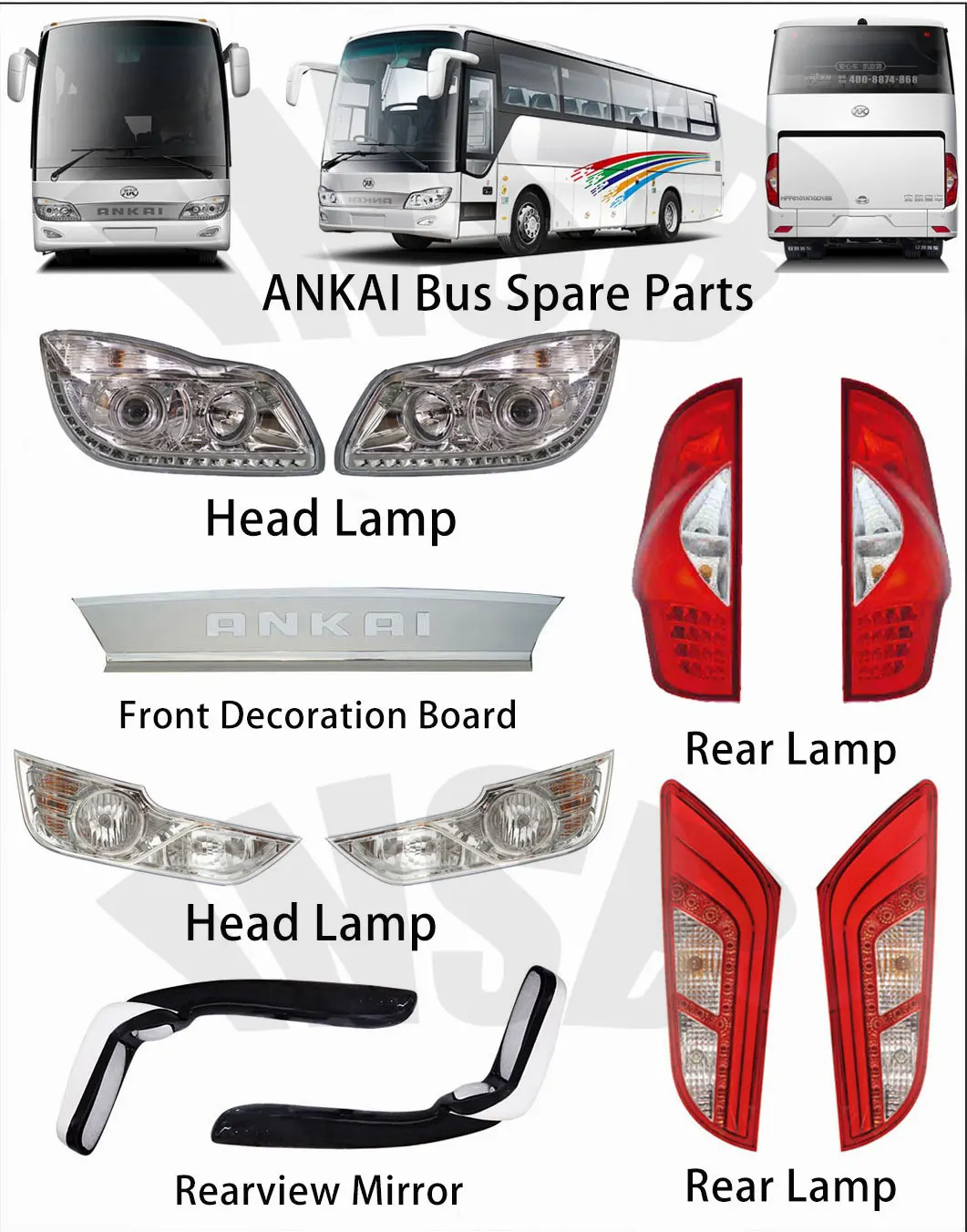 Head Lamp for ANKAI Bus Spare Parts Chinese Brand Bus Parts Ankai Bus Head Light Parts