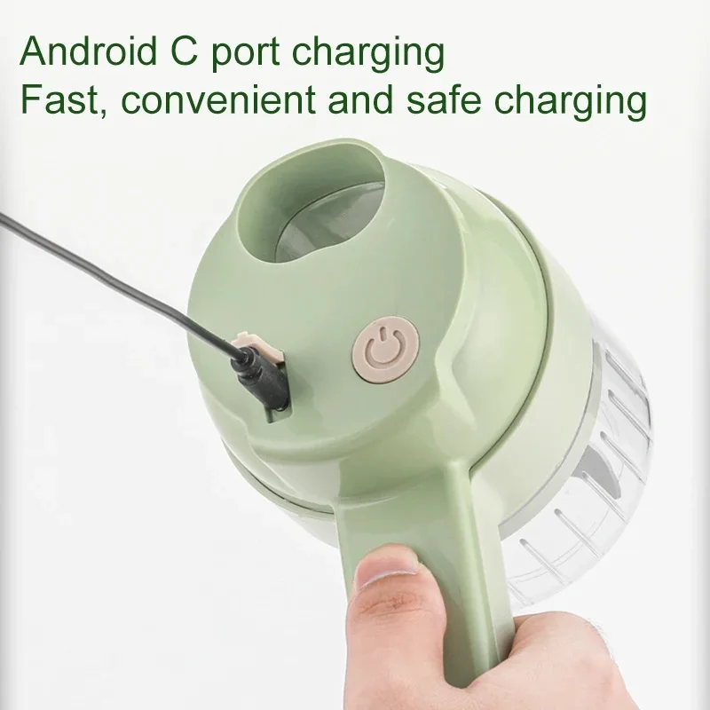 3D Green 4 1 Mini Electric Stainless Steel Vegetable Cutter Portable Vegetable Chopper Eco-Friendly Grater Vegetable Slicer