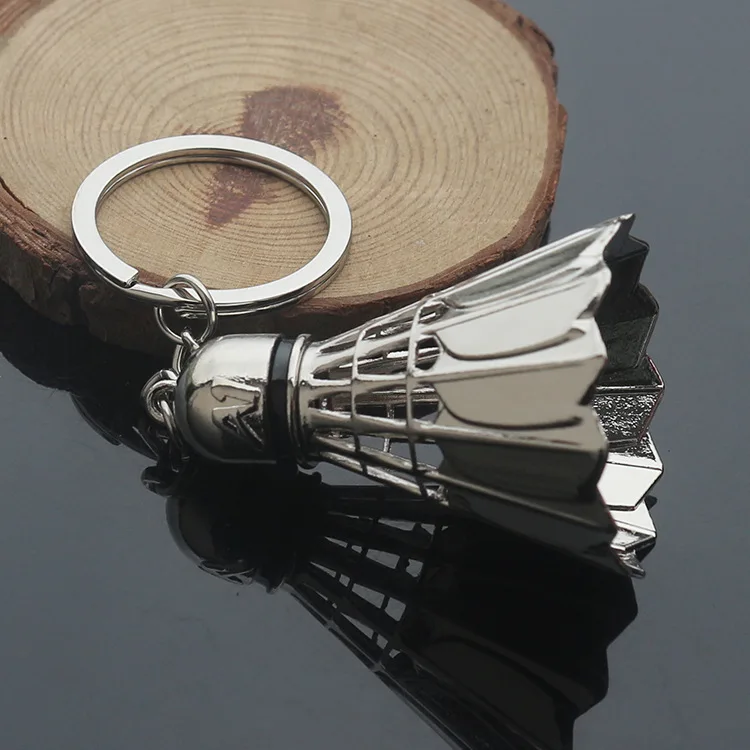 Mini Creative Metal Badminton Racket Ball Keychain Keyring Gift Key Chain