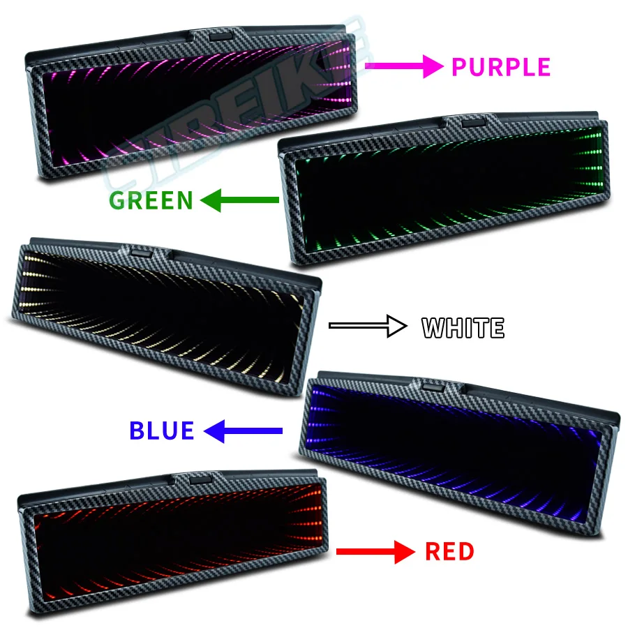 Car Rainbow LED Large Wide Rear View Mirror Universal Auto Part Rear ...